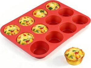 12 Cups Silicone Muffin Pans for Ba...