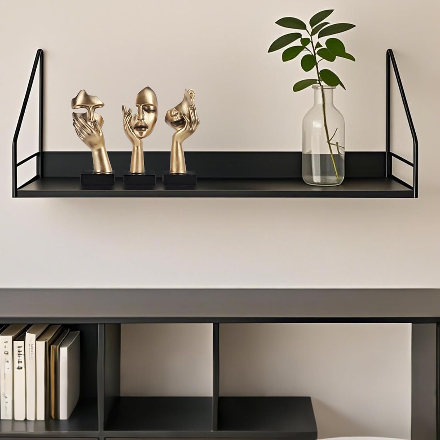 3 Pcs Thinker Small Statue Set - Black Gold Home Decor Abstract Art Figurines for Shelves, Living Room Coffee Table, Office Desktop (3 Pcs Gold, 6") - Image 2