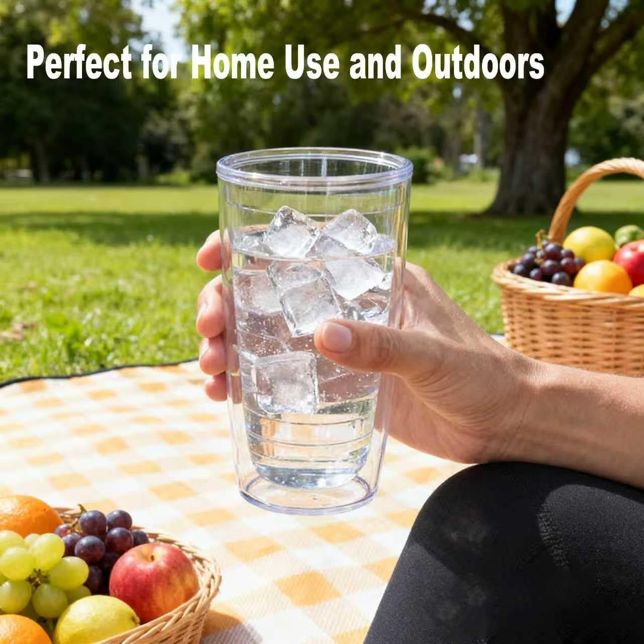 Unbreakable 16oz Tumblers Set of 4 - Plastic Double Wall Insulated Cups, Shatterproof Clear Travel Mugs Keep Drinks Cold & Hot, Reusable BPA-Free for Camping, Party, Office, Home Use (Hand Wash) - Image 2