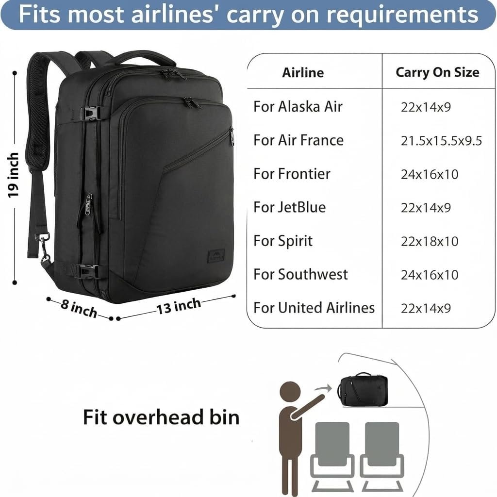 MATEIN Carry on Backpack, Extra Large Expandable Travel Backpack for Men - Image 2