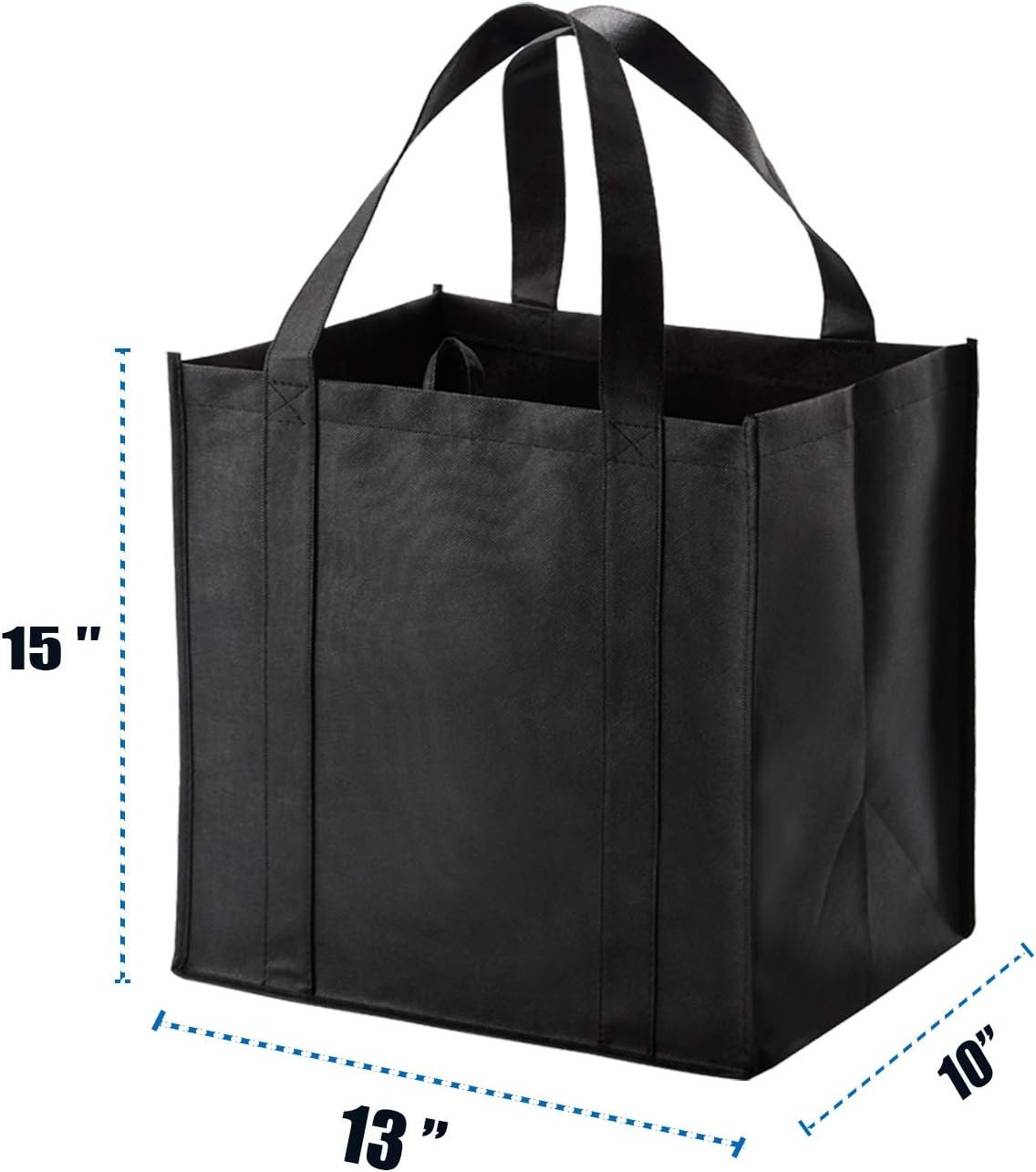 NERUB 10 Pack Reusable Reinforced Handle Grocery Bags - Heavy Duty Large Shopping Totes with Thick Plastic Bottom can hold 40 lbs - Image 2