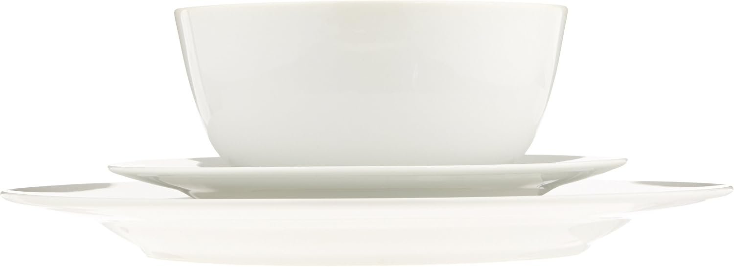Amazon Basics Porcelain Dinnerware Set, Microwave and Dishwasher Safe, Service for 6, 18-Piece, Plates, Bowls, White - Image 6