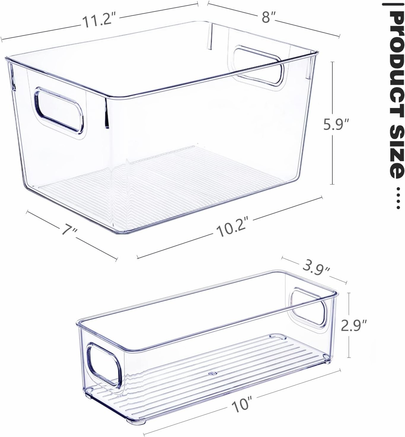 SKTEET Set of 8 Clear Plastic Storage Bins, 4 Large and 4 Small Stackable Storage Containers for Pantry Organization and Kitchen Storage Bins,Home Edit and Cabinet Organizers - Image 7