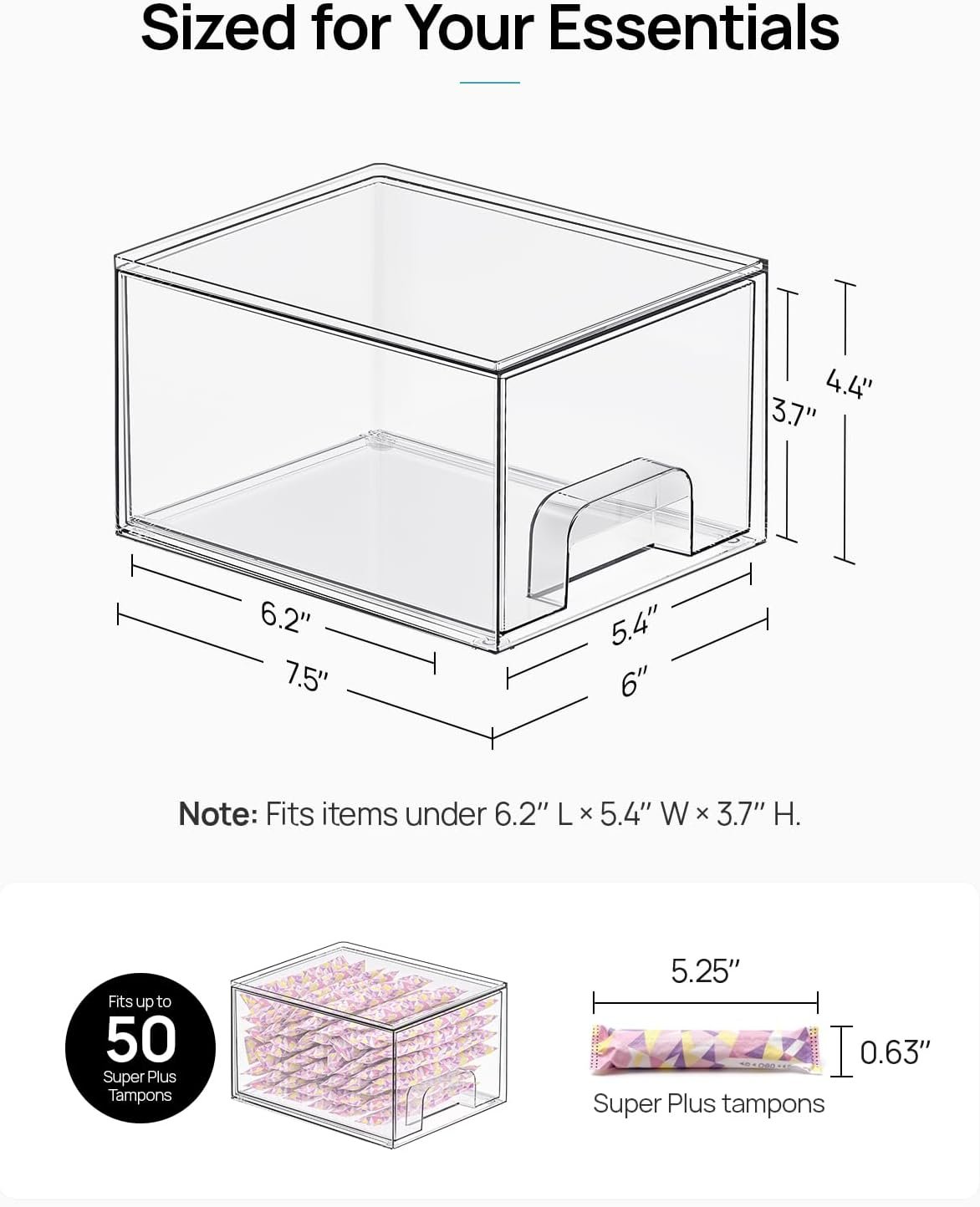 Vtopmart 4 Pack Small Clear Stackable Storage Drawers, Fits Narrow Spaces - Image 2