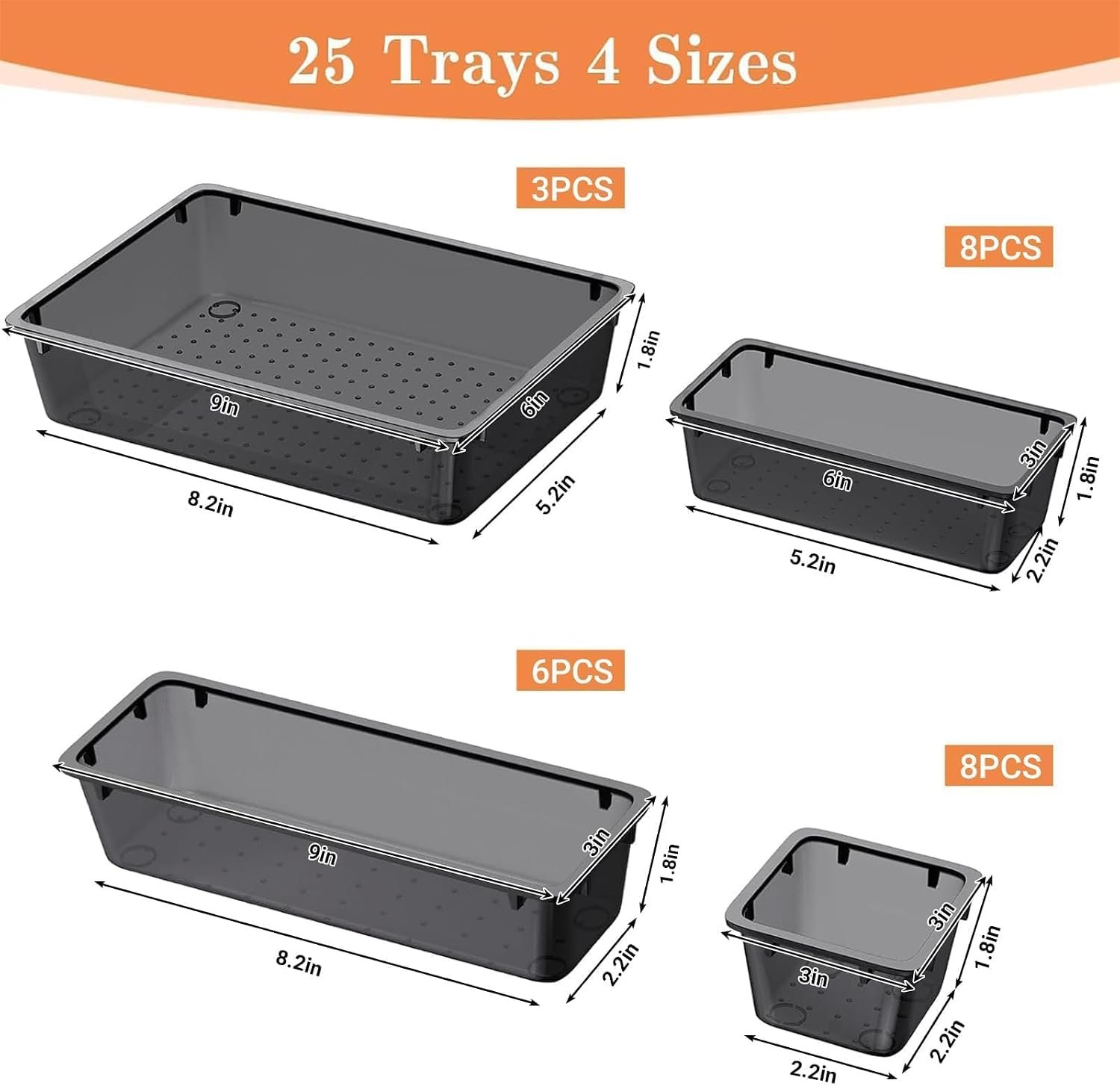 25 PCS Plastic Drawer Organizer, Versatile Organizer Trays & storage Bins - Image 2