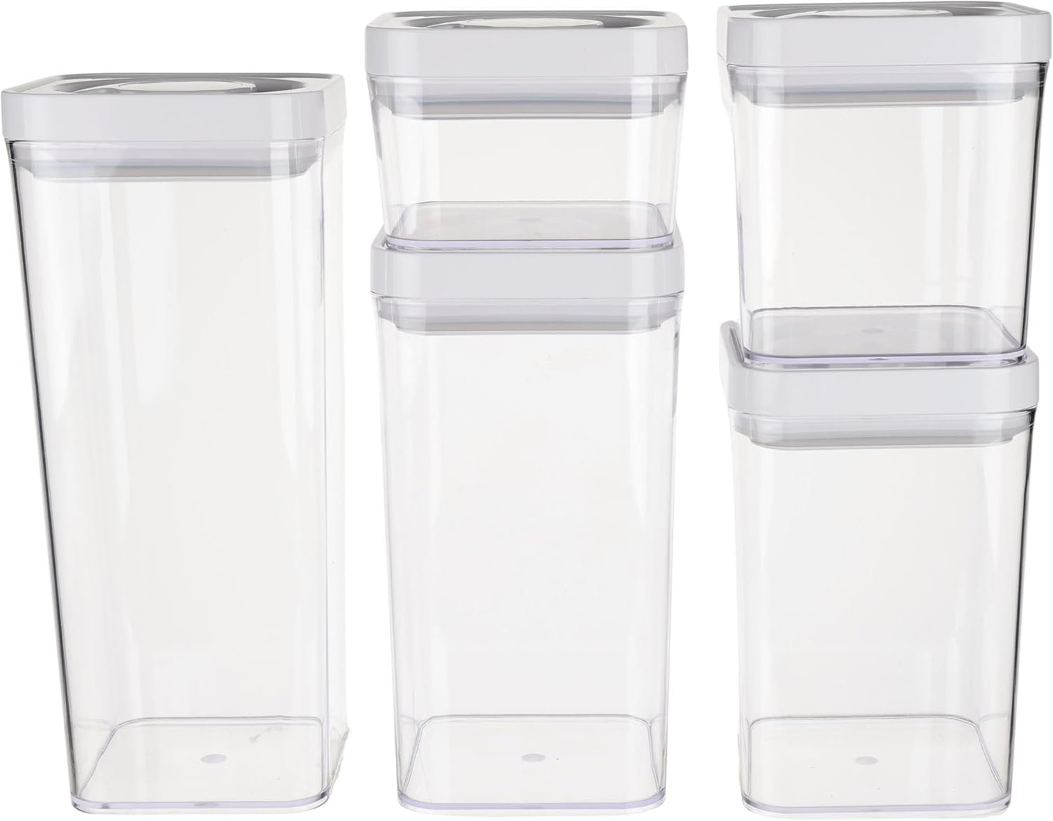 Amazon Basics Airtight Food Storage Containers, BPA Free, Dishwasher Safe, with Twist/Turn Lids, for Kitchen Pantry Organization, 10-Piece Square Set, Clear Plastic - Image 2