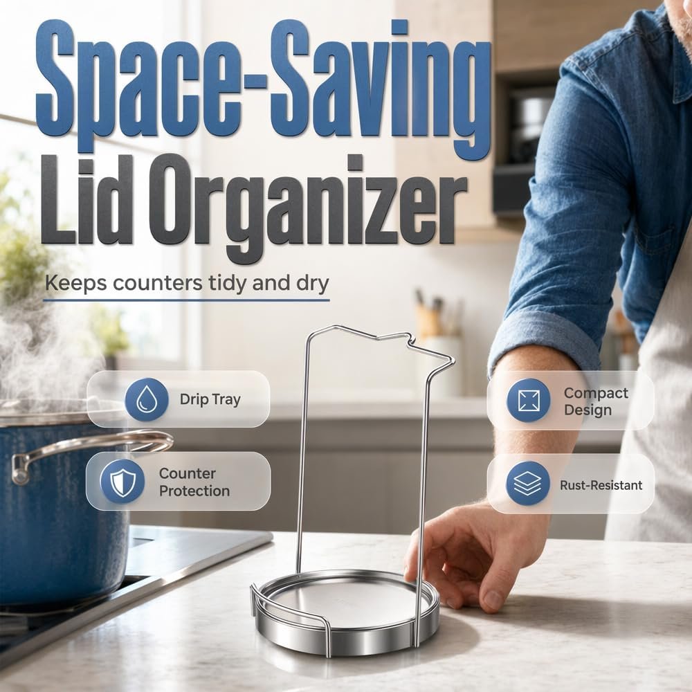 Multi-Functional Kitchen Utensil Holder, Ladle Holder,Easy Storage, Dishcloth Rack, Pan Lid Holder, Cooking Utensil Holder Organizer,1 - Image 4