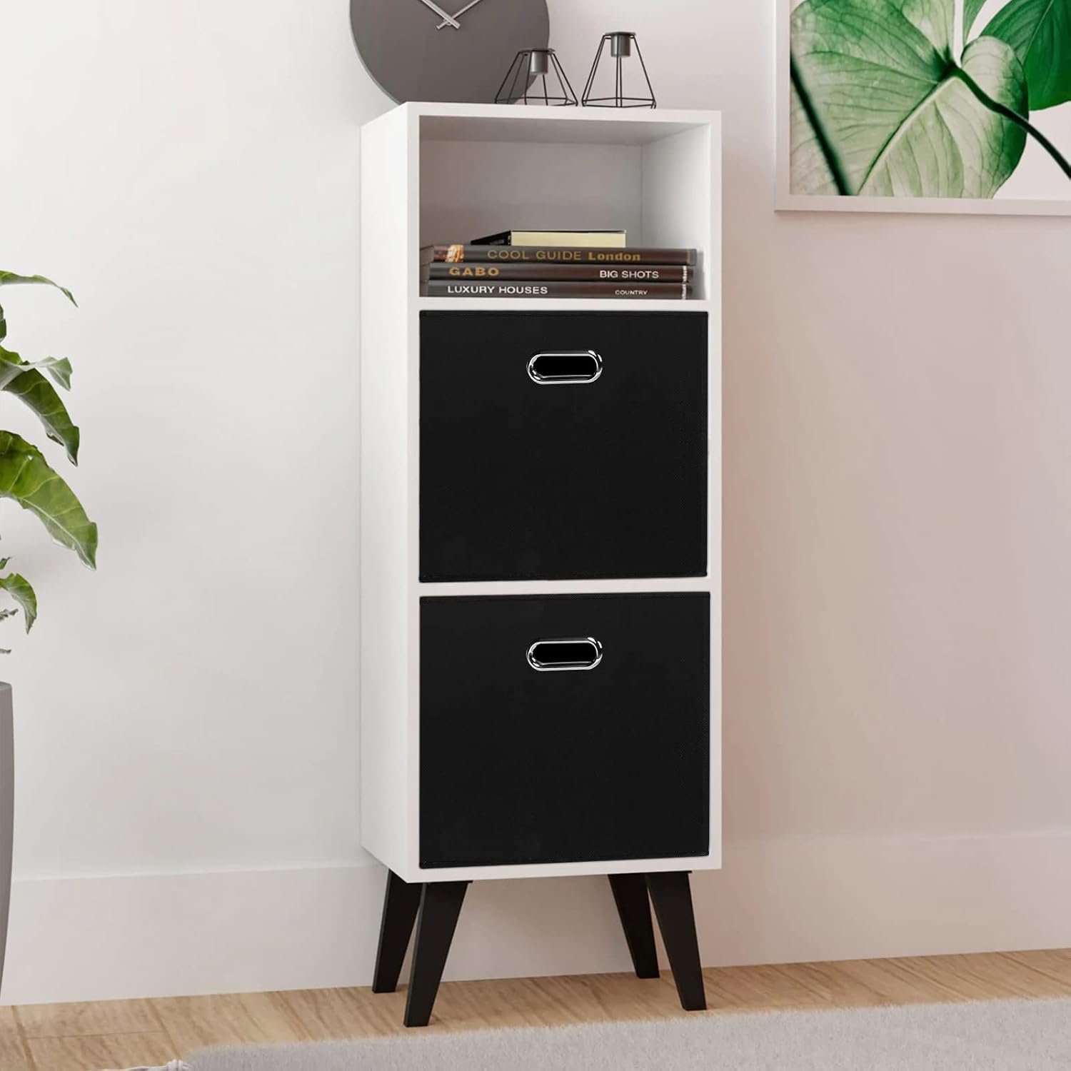 Black Foldable Storage Cubes Bins , Fabric Storage Box Cubes Organizer Baskets with Dual Handles for Home Organizer (Black) - Image 4
