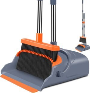 Upgrade Broom and Dustpan Set, Self...
