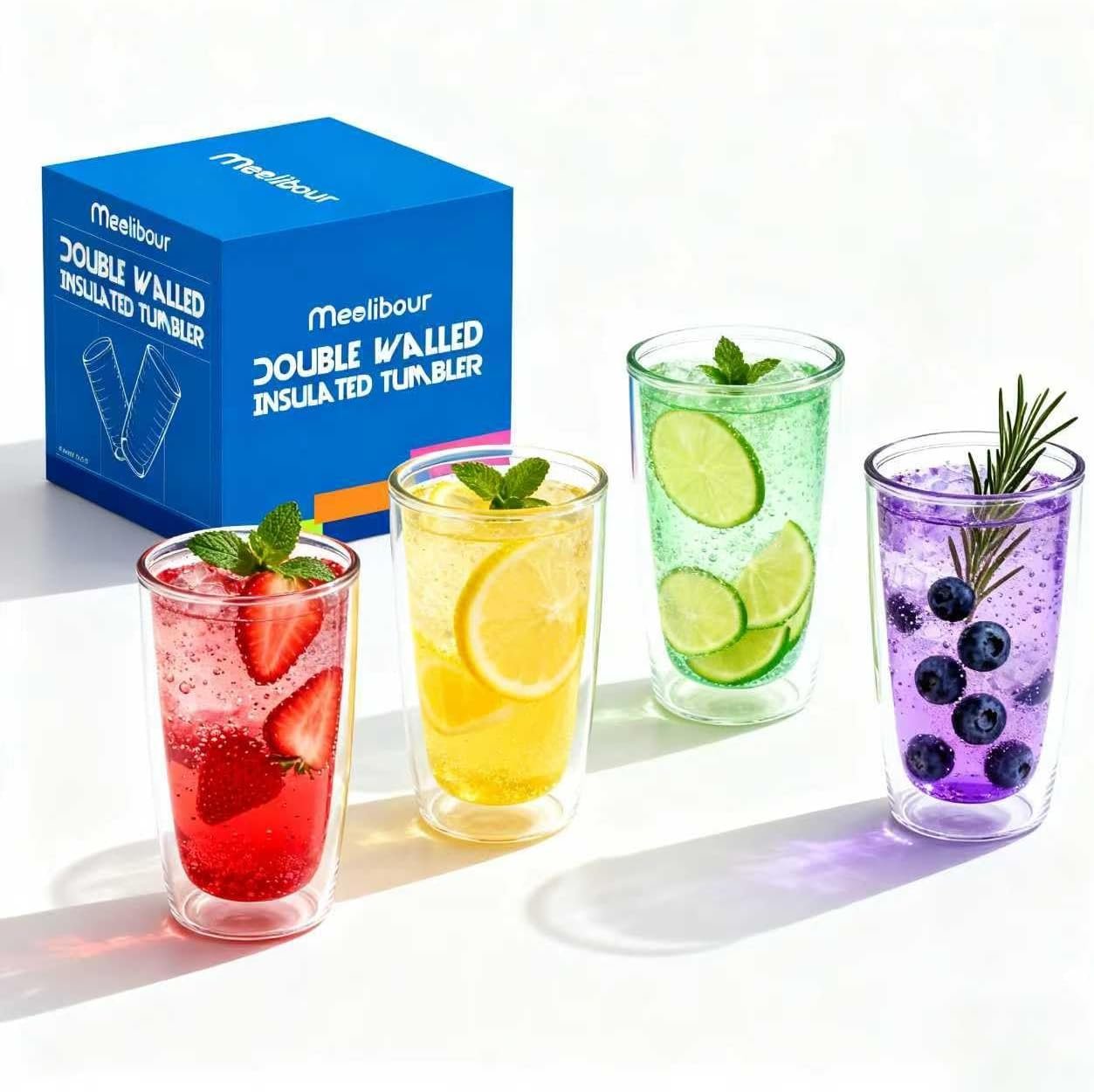 Unbreakable 16oz Tumblers Set of 4 - Plastic Double Wall Insulated Cups, Shatterproof Clear Travel Mugs Keep Drinks Cold & Hot, Reusable BPA-Free for Camping, Party, Office, Home Use (Hand Wash) - Image 6