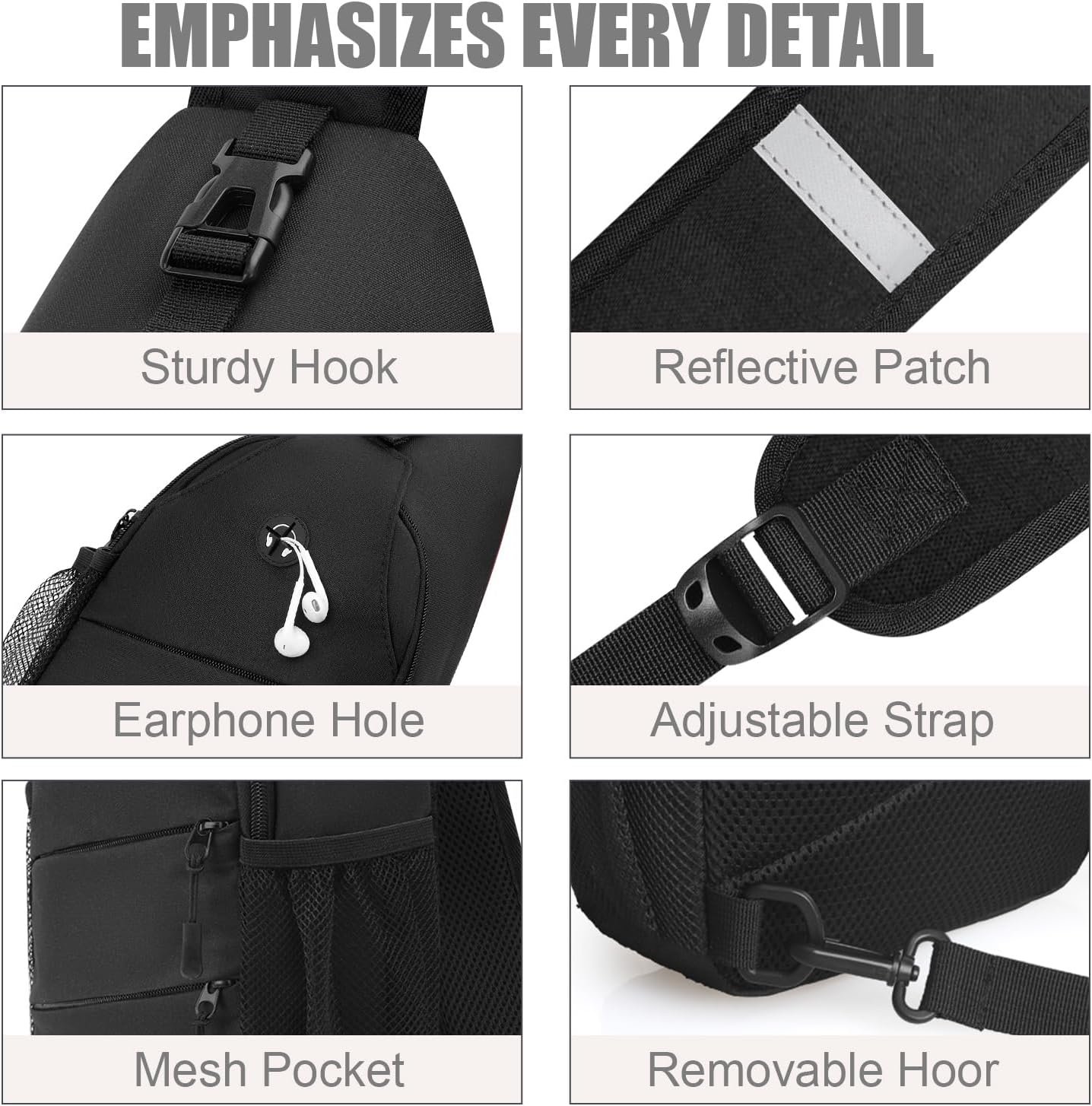 Pritent Crossbody Bags for Women Men Trendy Sling Bag Backpack Casual Chest Bag with Convertible Shoulder Strap - Image 5