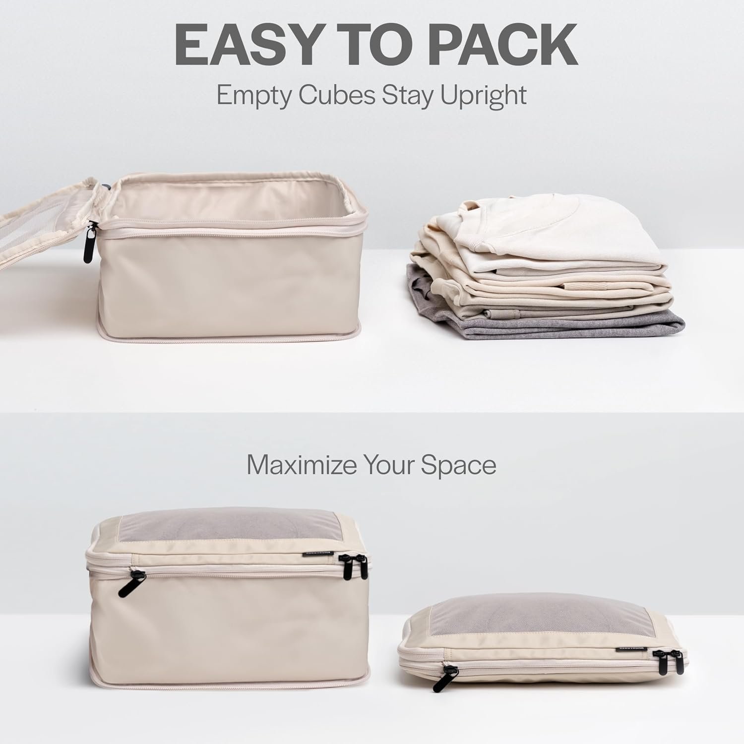 Aerotrunk Compression Packing Cubes for Travel, 6-Pack, Beige - Image 5