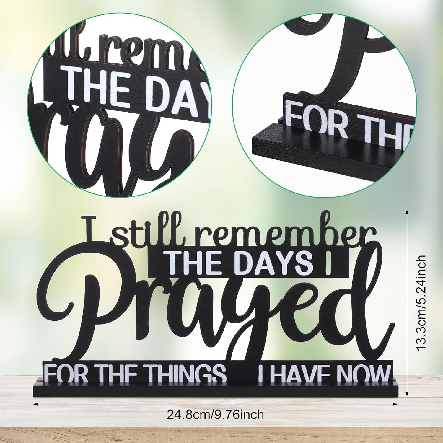 Jetec Remember Prayed Sign Wood Blessed Table Decor, Classic Style - Image 2