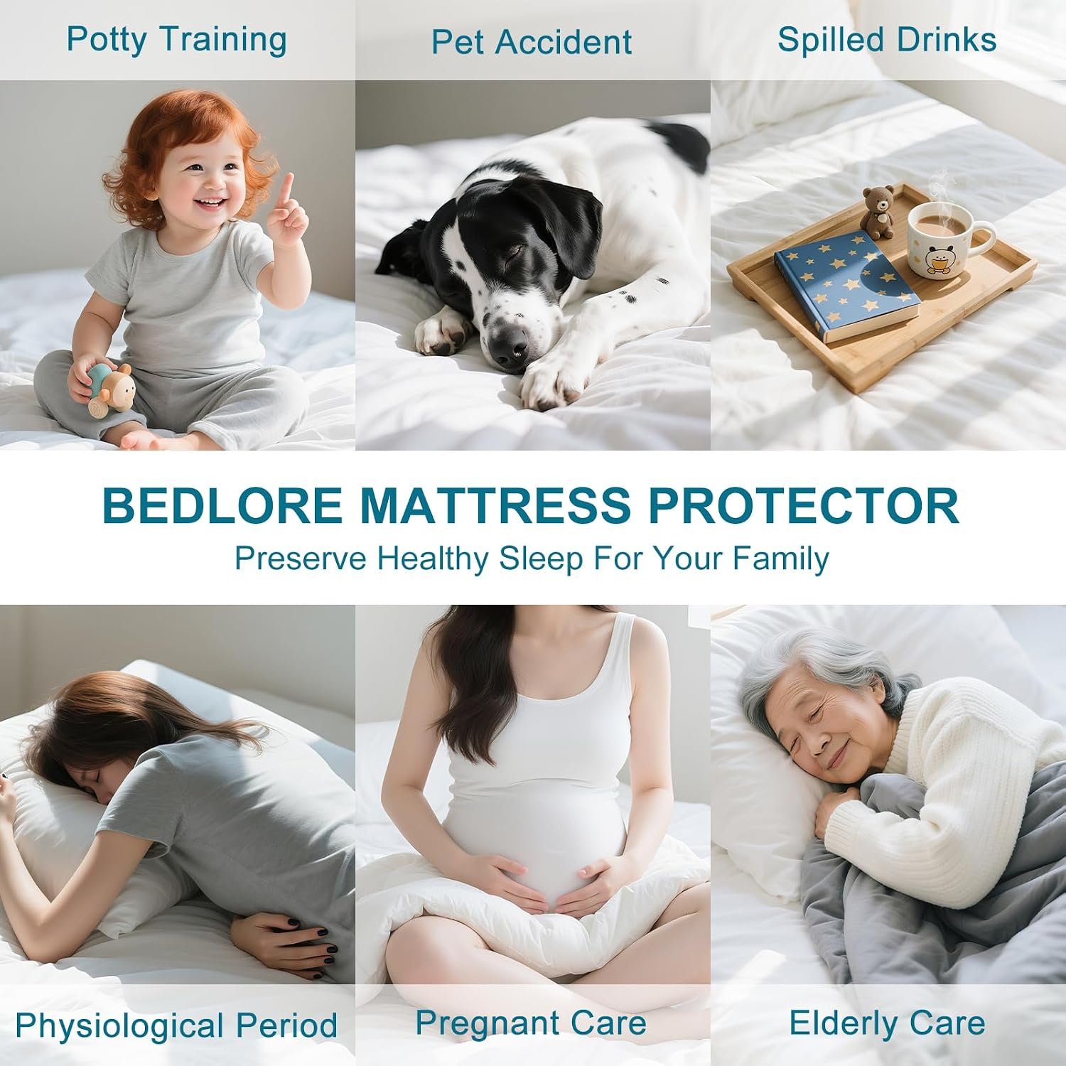 Waterproof Queen Size Mattress Protector with Deep Pockets, White - Image 9