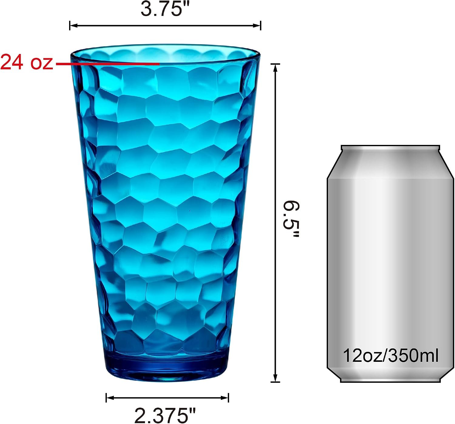 Amazing Abby - Iceberg - 24-Ounce Plastic Tumblers (Set of 8), Mixed-Color High-Balls, Reusable, Stackable, BPA-Free, Shatter-Proof, Dishwasher-Safe - Image 6