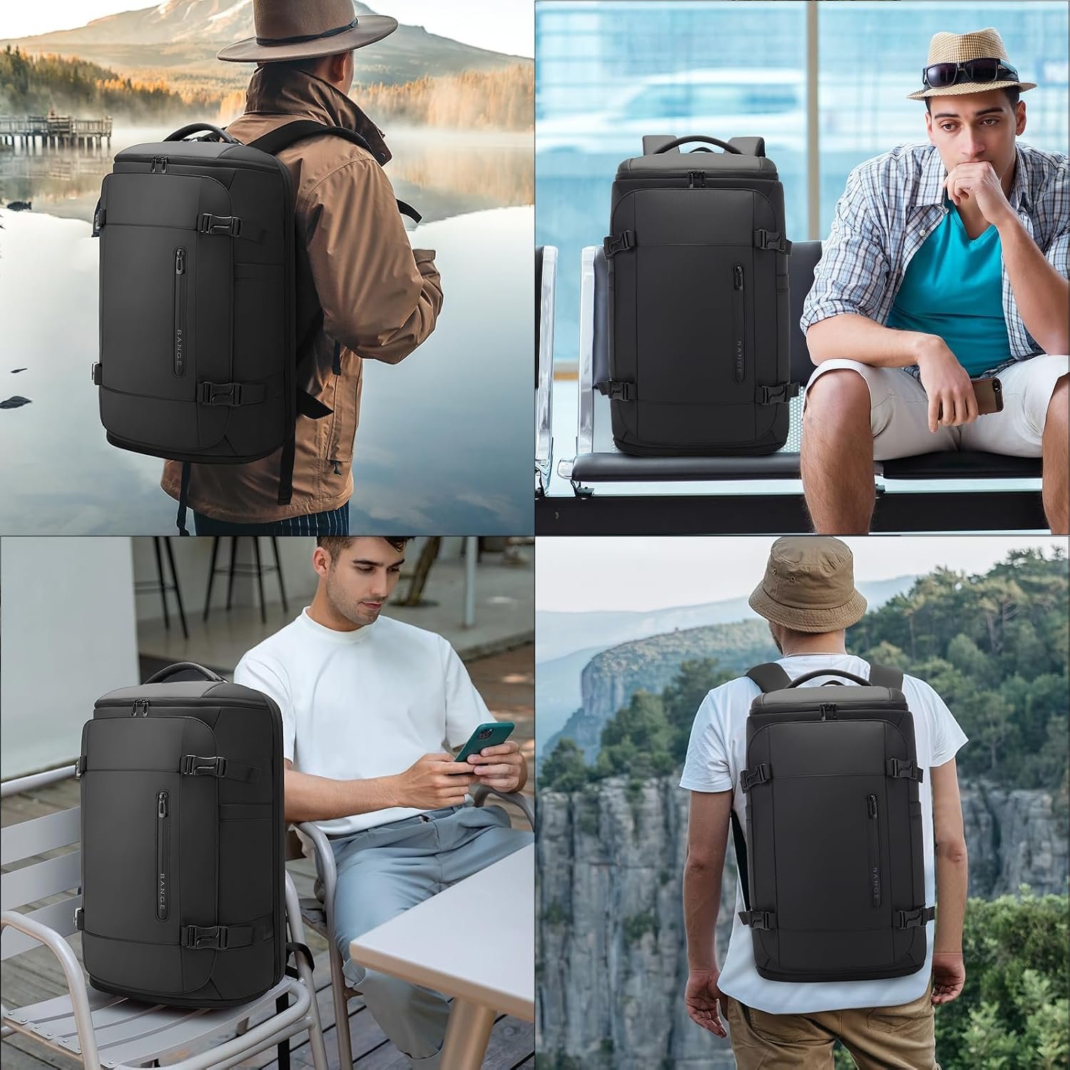 BANGE 40L Travel Backpack with Shoe Compartment, Large Capacity Weekender Bag Daypack Fits 17.3 Inch Laptop, Carry-on Luggage Backpack with Water Bottle Holder for Traveling, Hiking, Business - Image 8