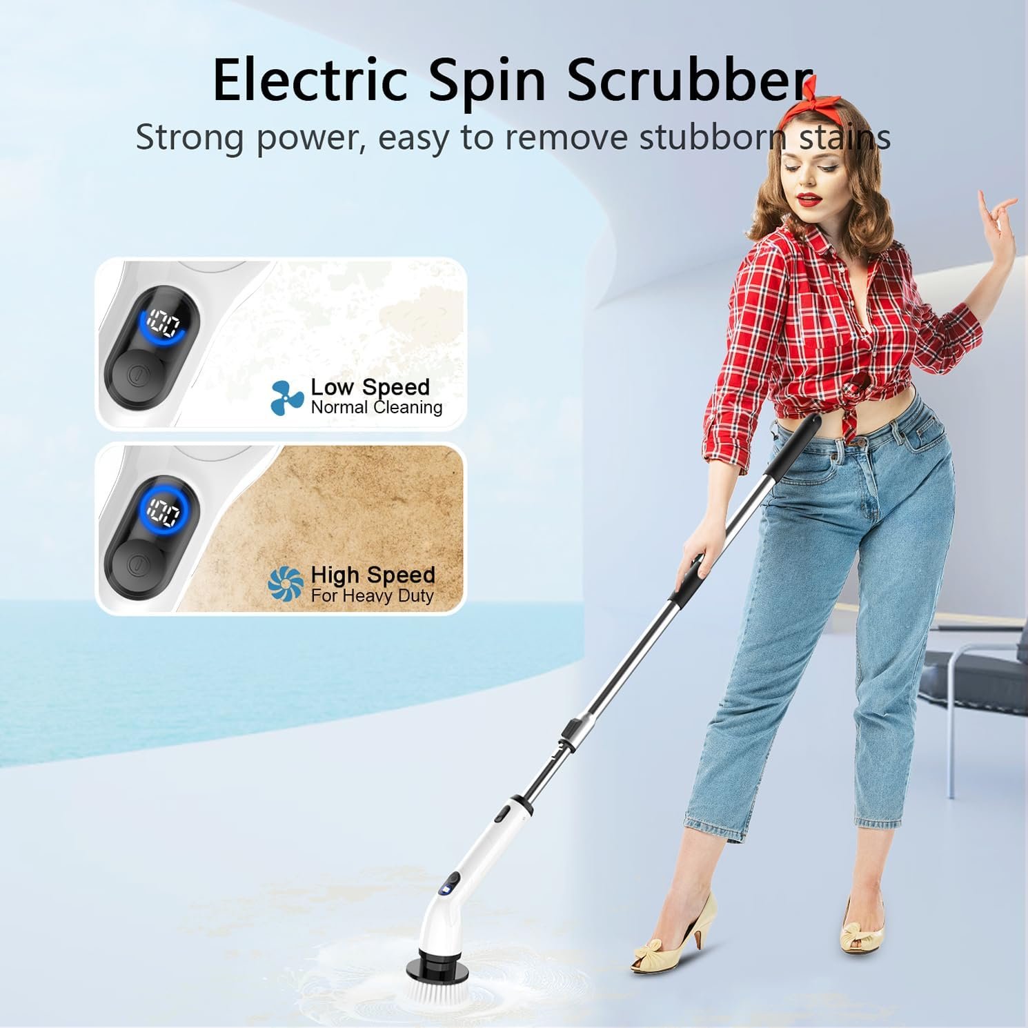 TUYU Electric Spin Scrubber, Cordless Cleaning Brush for Bathroom,Home - Image 2