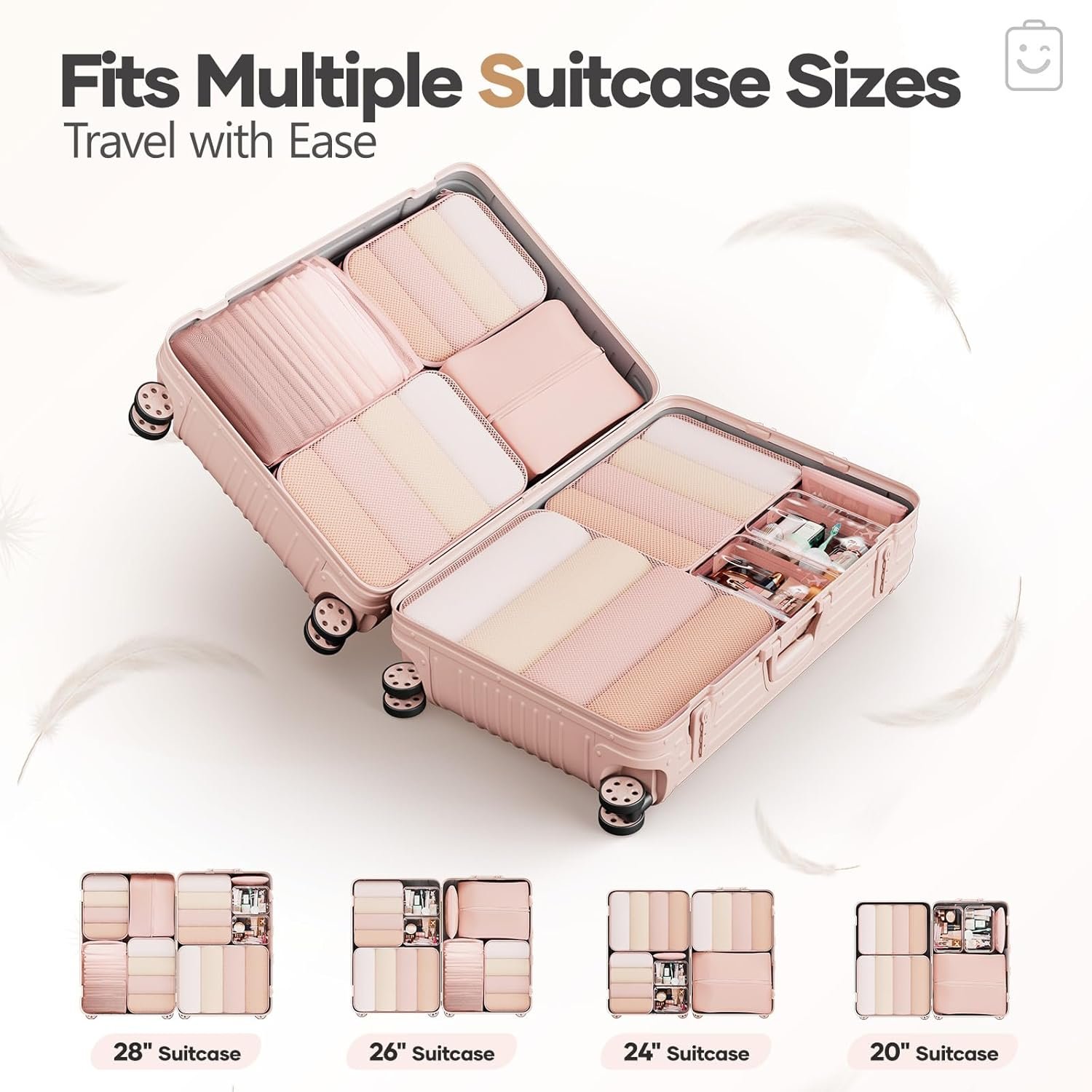 Veken 9/11 Set Compression Packing Cubes for Cruise Travel Essentials,Compressible Expandable Large Luggage Organizer Bags for Clothing,Space Saver Bags with Over 1000 pcs of Mesh Holes(Beige) - Image 8
