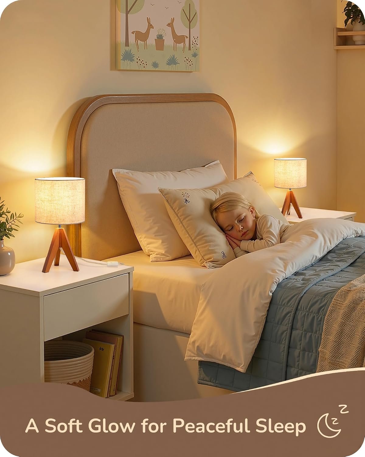 EDISHINE Tripod Table Lamp, Small Cute Bedside Lamp, 14.2 Inch, E26 Base - Image 6