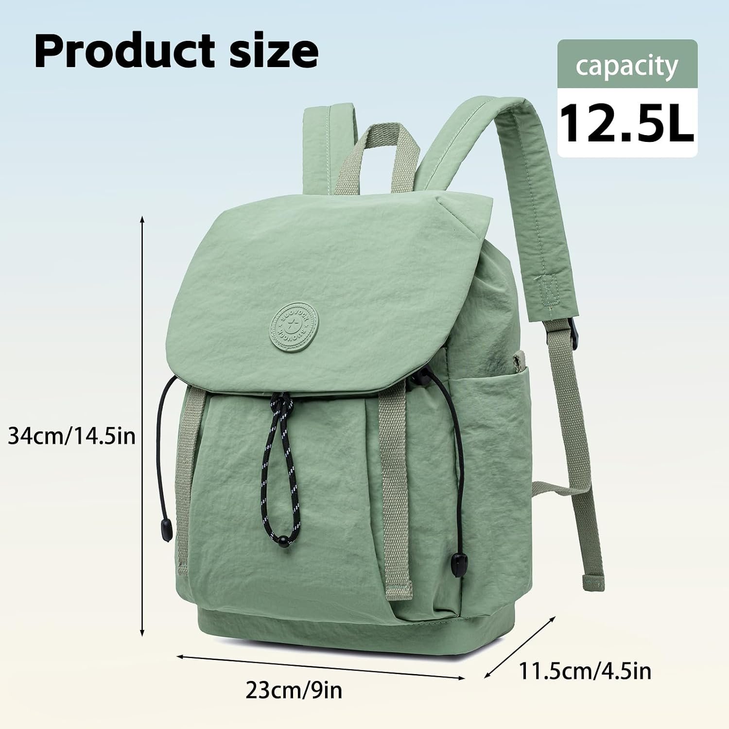 Women's Lightweight Backpack Purse, Water Resistant Nylon Casual Travel Backpack with Multiple Pockets, Fashion Daypack for Work, Shopping, Hiking, Travel & Daily Use (Sage Green, Small) - Image 8