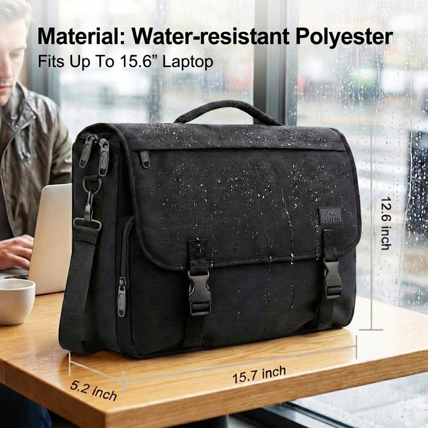 MATEIN Messenger Bag for Men, School Bag Men's Laptop Briefcases for Work - Image 2