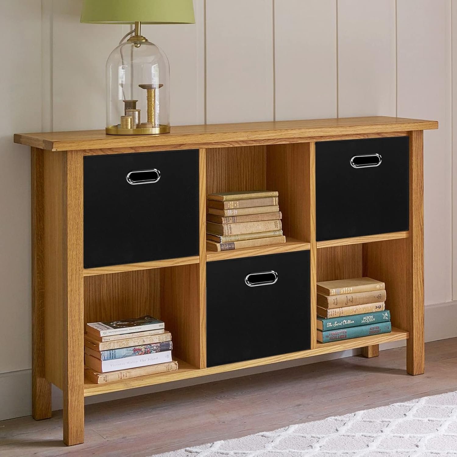 Black Foldable Storage Cubes Bins , Fabric Storage Box Cubes Organizer Baskets with Dual Handles for Home Organizer (Black) - Image 5