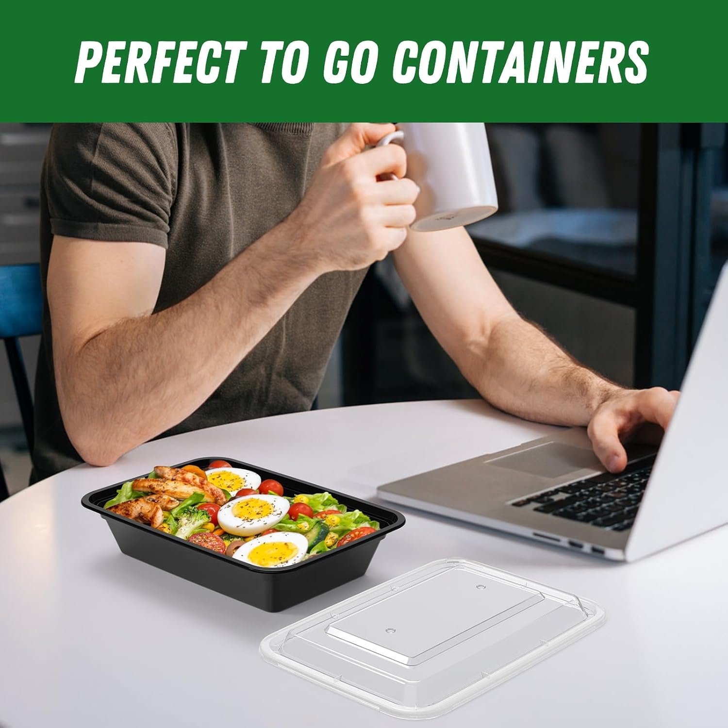 Dealusy 50 Pack (100-Piece) 32 oz Meal Prep Containers Reusable with Lids - Image 7