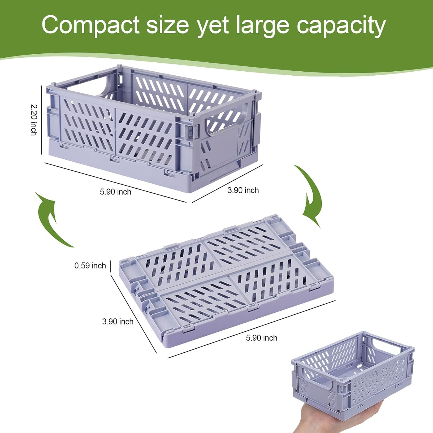 HUUSMOT 6-Pack Collapsible Small Plastic Storage Baskets, 5.9"x3.8"x2.2" - Image 3