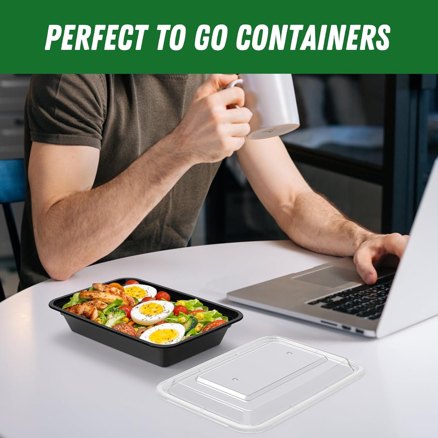 Dealusy 50 Pack (100-Piece) 28 oz Meal Prep Containers Reusable with Lids - Image 7