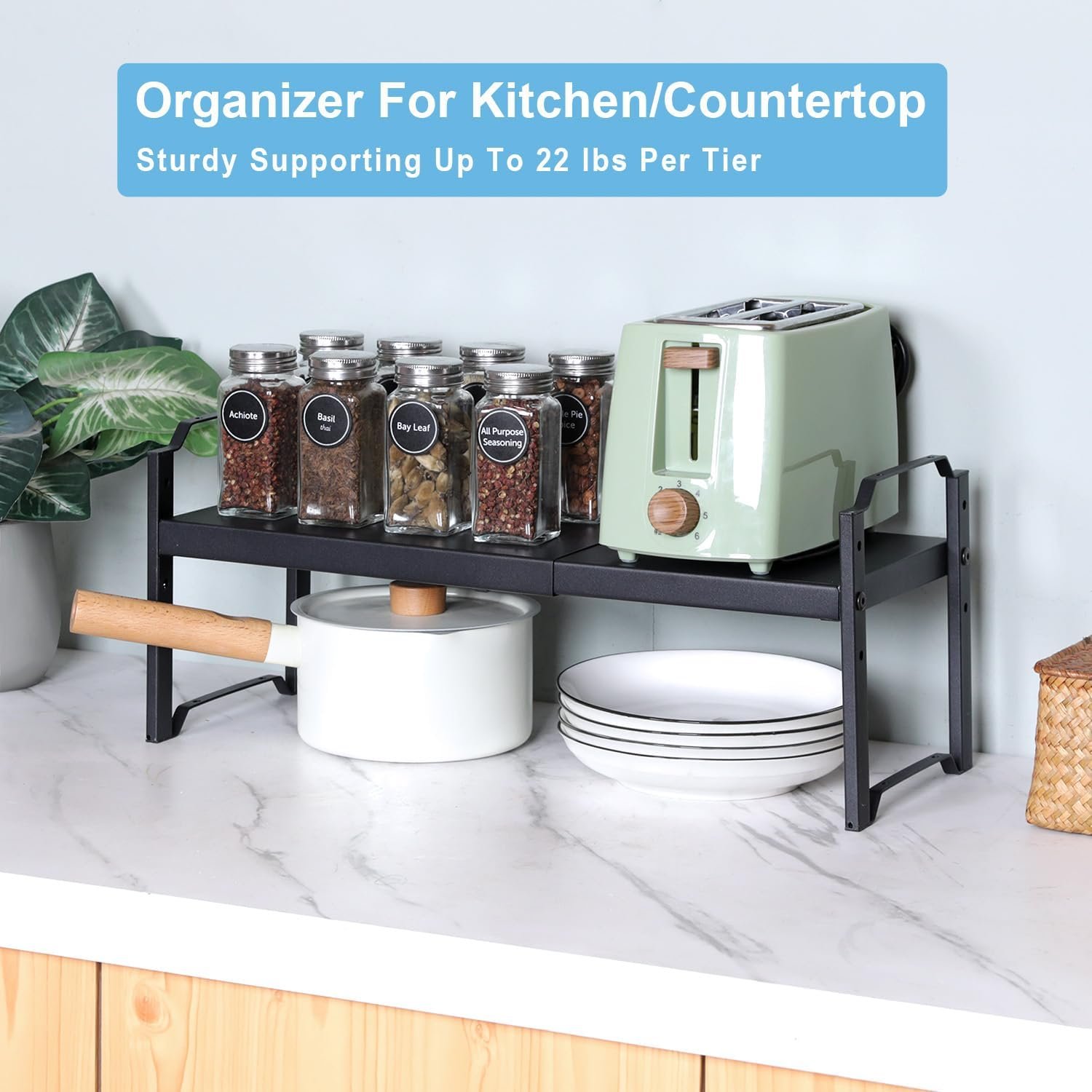 Expandable Cabinet Shelf Organizer, Adjustable kitchen Countertop Storage - Image 8