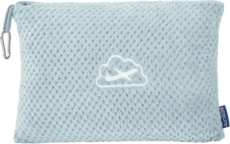 BEDELITE Travel Blanket with Bag, Jacquard Fleece Blanket 65"x40", Blue