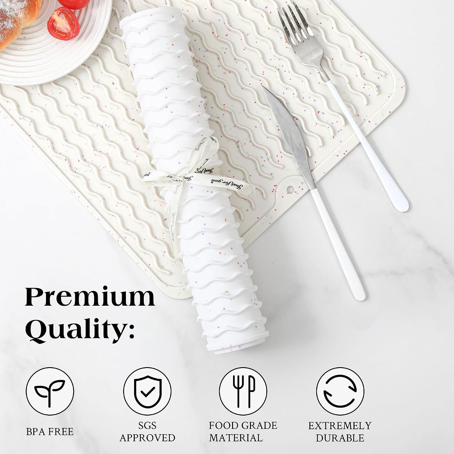 CAKETIME 2 Pack Multicolor Silicone Dish Drying Mat for Kitchen Counter Dining Placemats Heat Resistant Shower Caddy Waterproof Coffee Bar Refrigerator Liners Essentials Home Decor Must Haves 2026 - Image 5