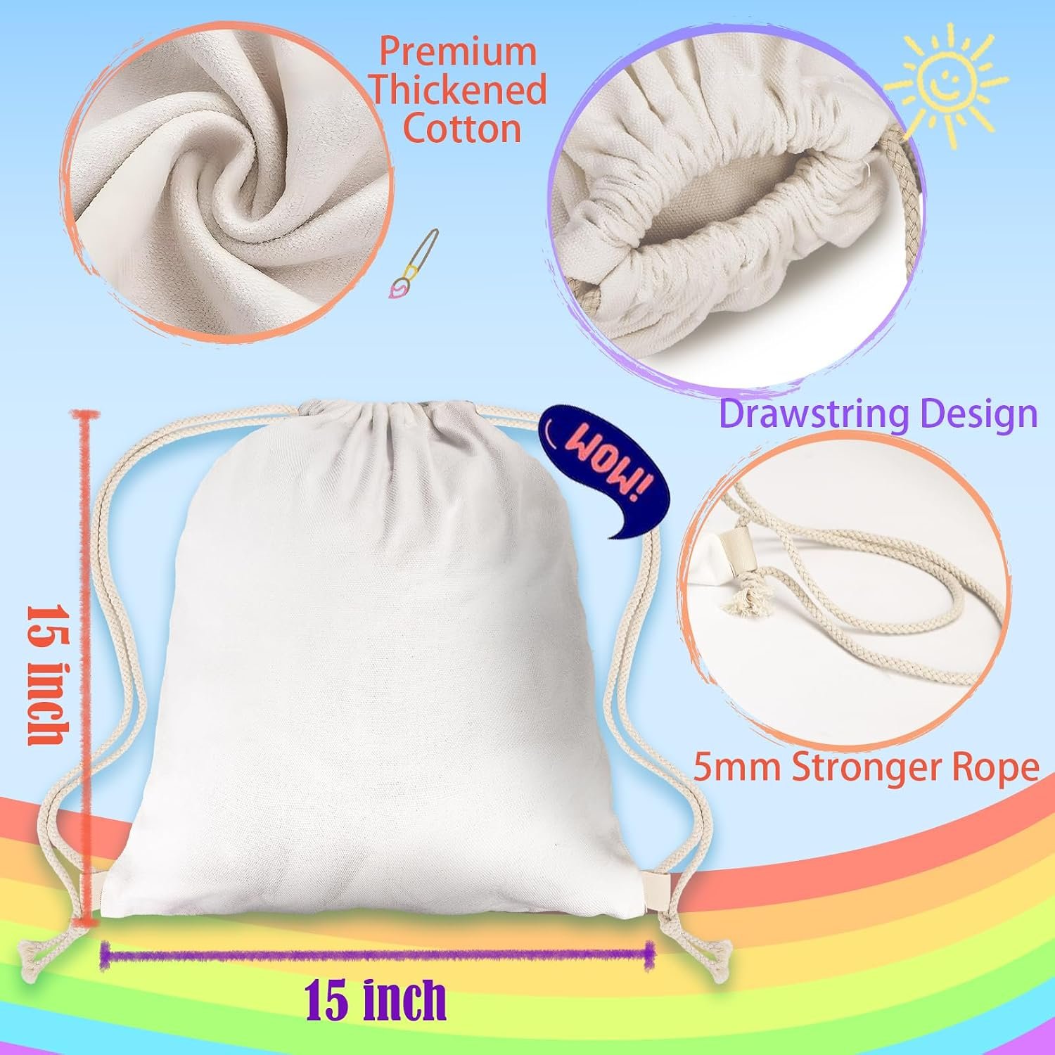 24pcs Drawstring Backpack Sublimation Blanks - Image 2