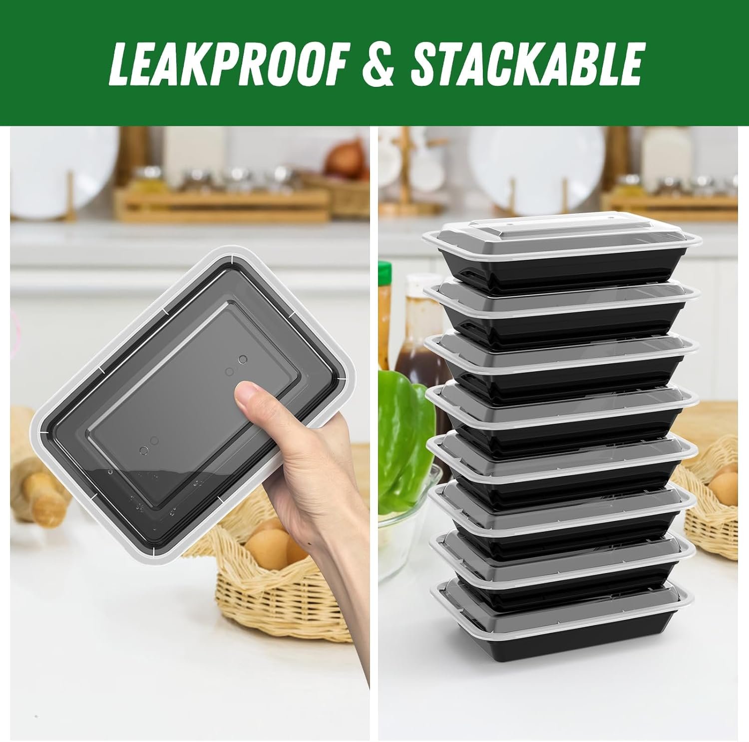 Dealusy 50 Pack (100-Piece) 28 oz Meal Prep Containers Reusable with Lids - Image 4