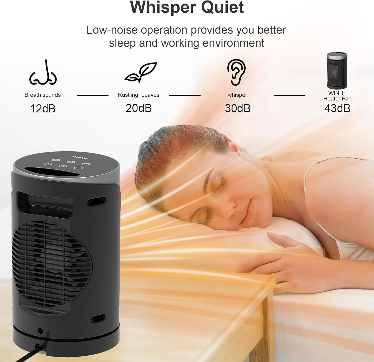 Space Heater, WINHL Portable Electric Heaters for Indoor Use,70°Oscillation - Image 4