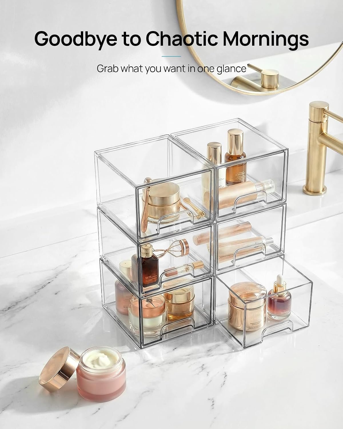 Vtopmart 4 Pack Small Clear Stackable Storage Drawers, Fits Narrow Spaces - Image 3