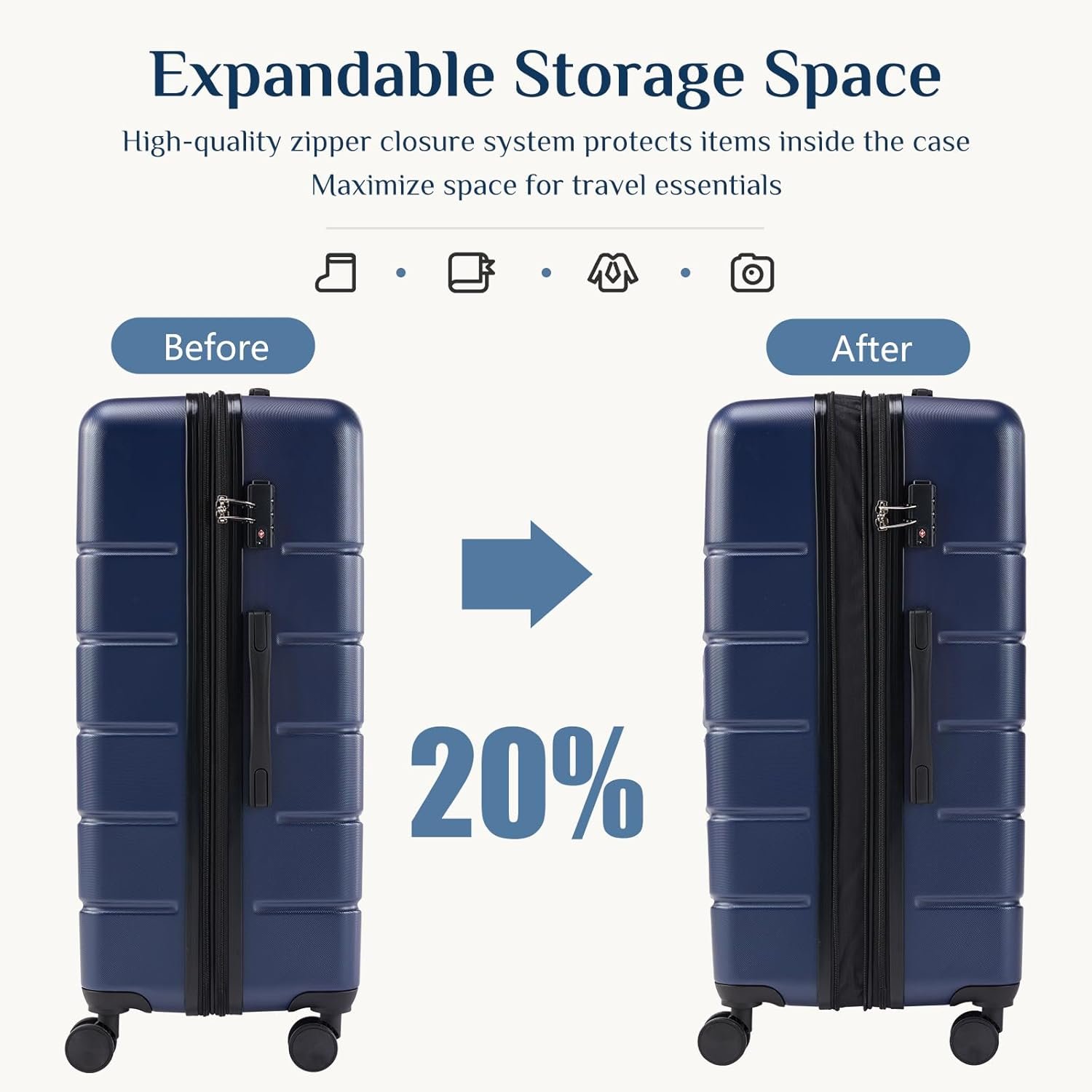 NEWBULIG 20 Inch Carry On Luggage, Suitcase with Spinner Wheels - Image 5