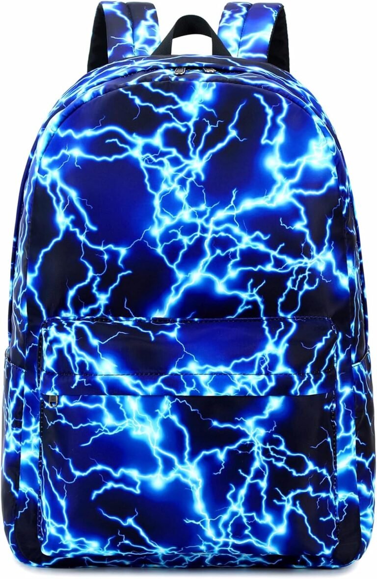 mezhsa Boy School Backpack Elementary Middle Lightning Bookbag Laptop Teenager Waterproof Lightweight 17 Inches (1-Blue)