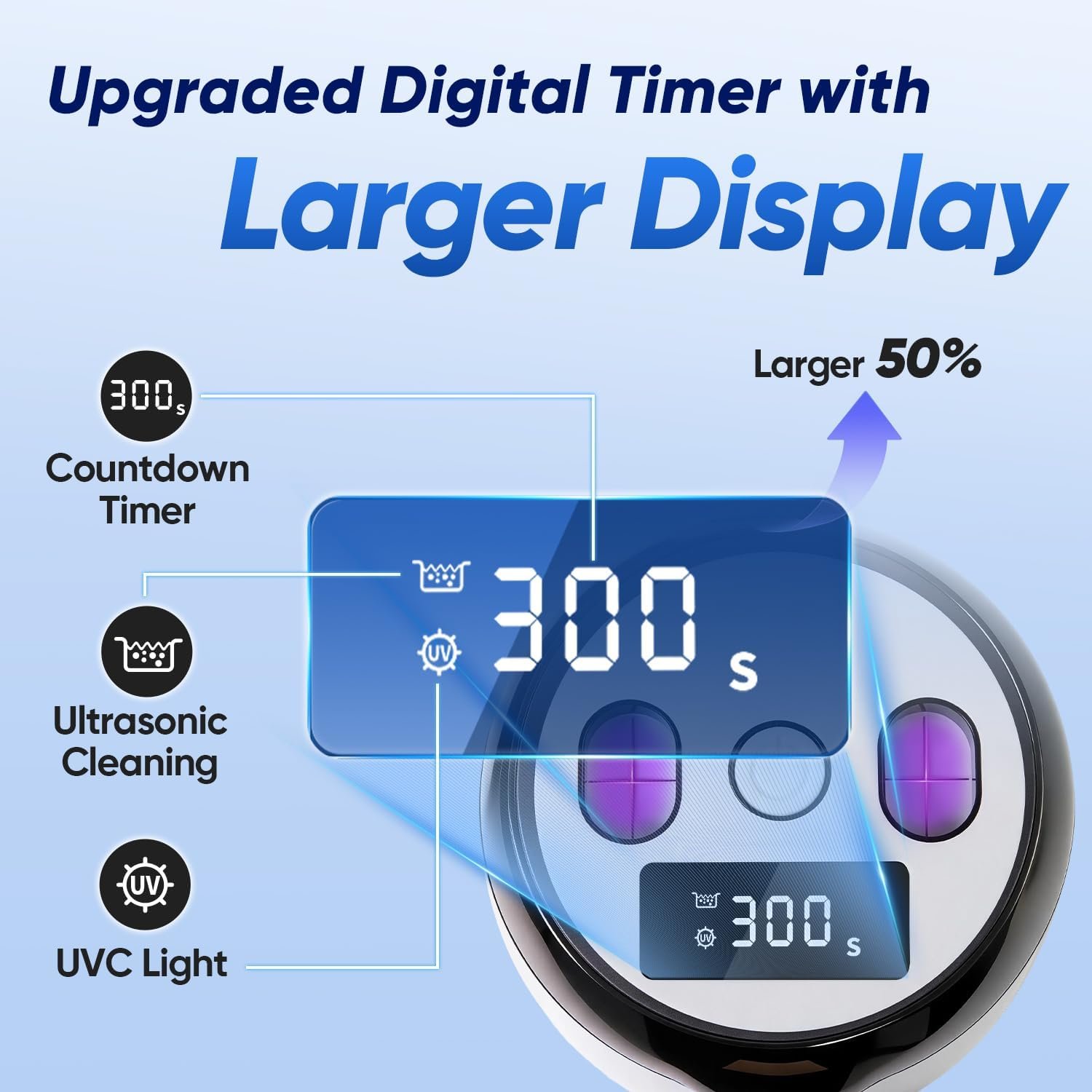 MySmile MS208 Ultrasonic Retainer Cleaner with UV Light & Digital Timer - Image 6