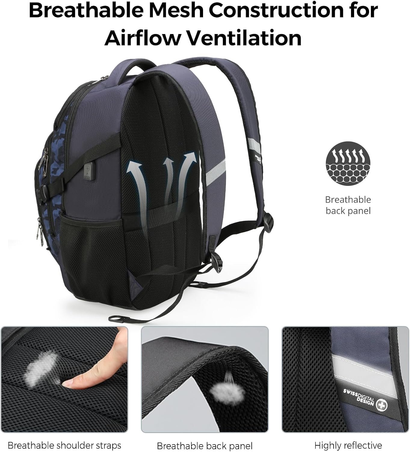 Swissdigital Design Laptop Backpack for Men with USB Charging Port SD803-92 - Image 5