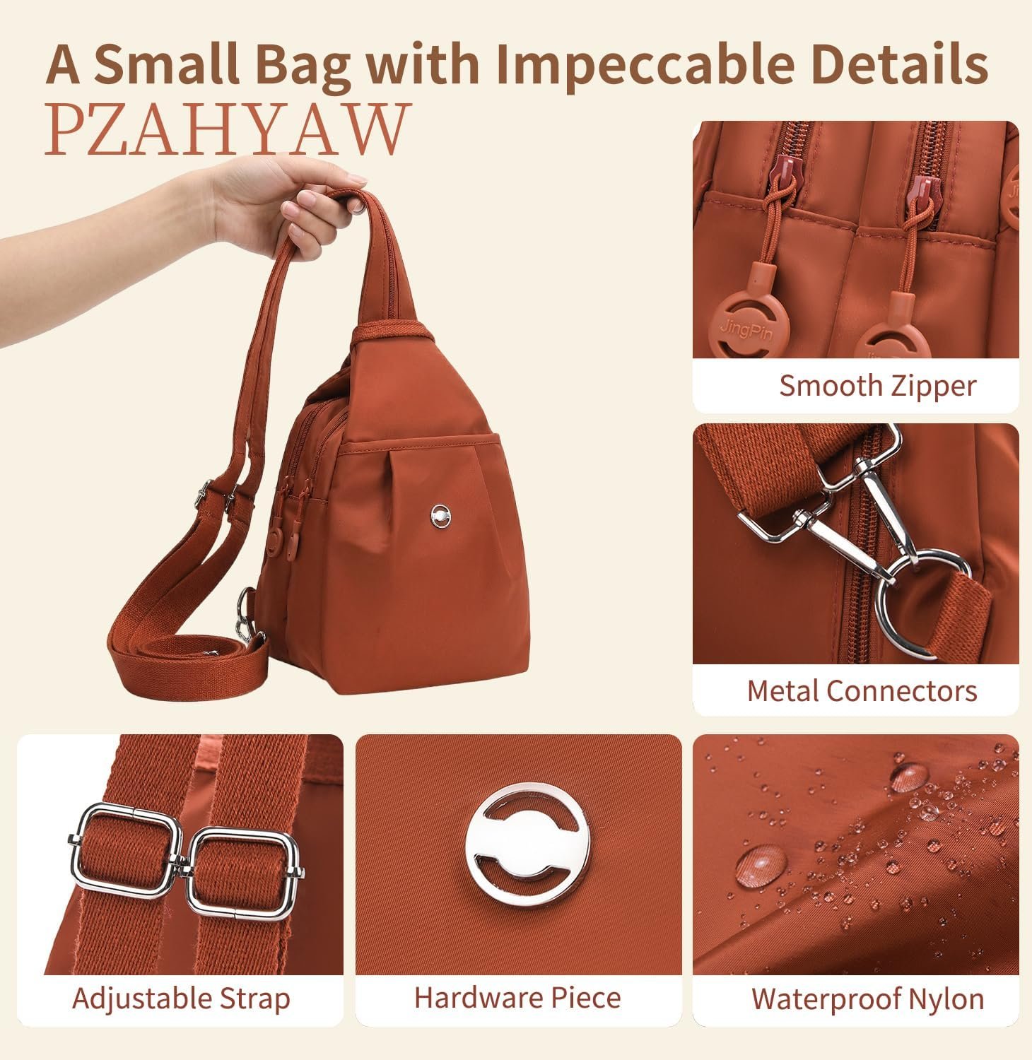 3 in 1 Anti Theft Travel Tote Bag, Convertible Capacity Backpack Purse, Lightweight Sling Bag for Women's Commute & Outdoor (Light Khaki) - Image 5