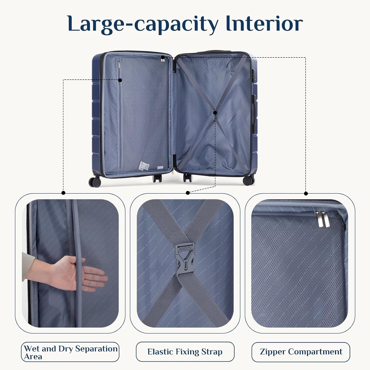 NEWBULIG 20 Inch Carry On Luggage, Suitcase with Spinner Wheels - Image 3