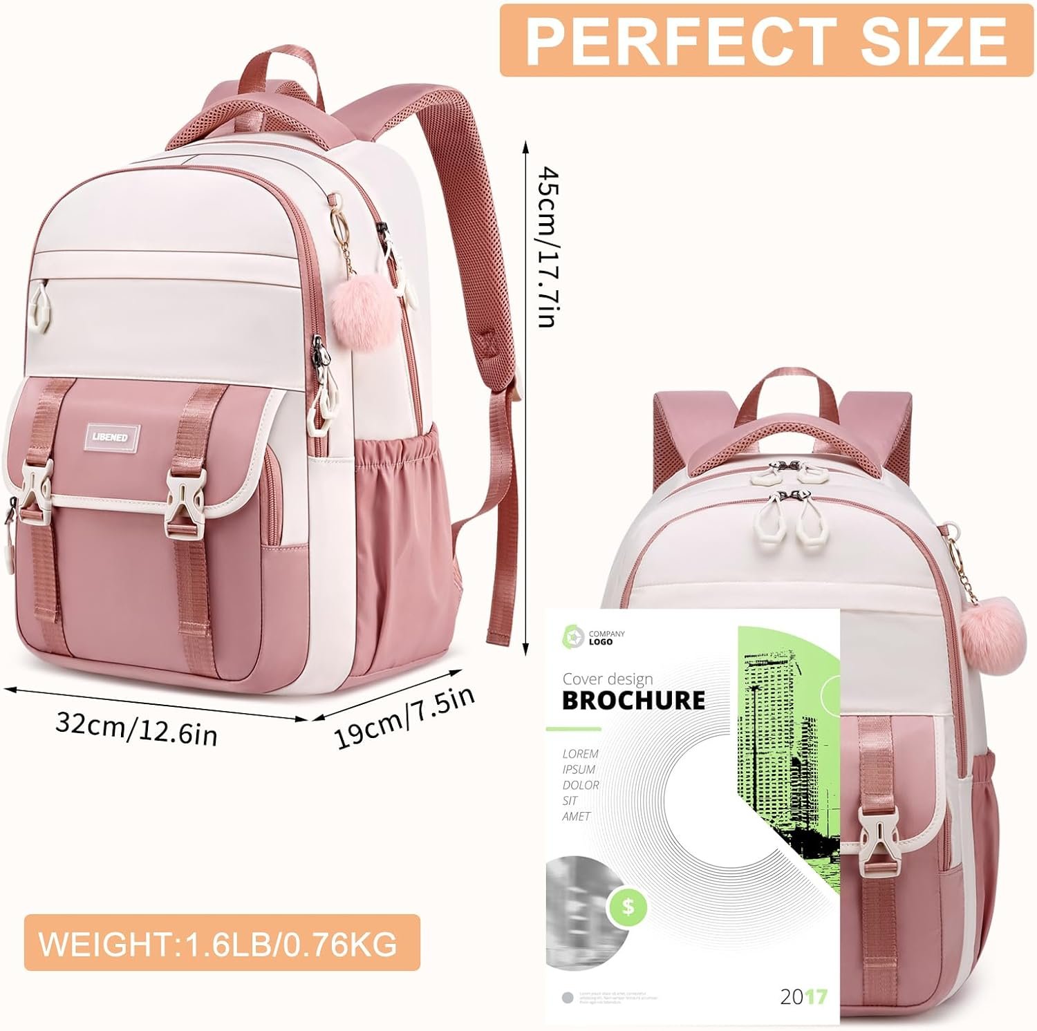 School Backpack for Teen Girls & College Women, Water-Resistant Ergonomic 15.6 inch Laptop Bookbag, Cute Aesthetic Middle & High School Travel Backpack - Image 3