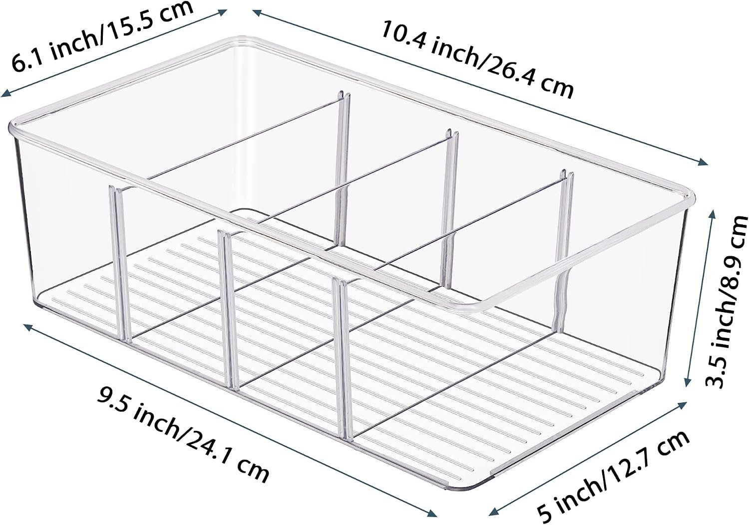 Vtopmart 8 Pack Food Storage Organizer Bins, Clear Plastic, 4 Compartments - Image 3