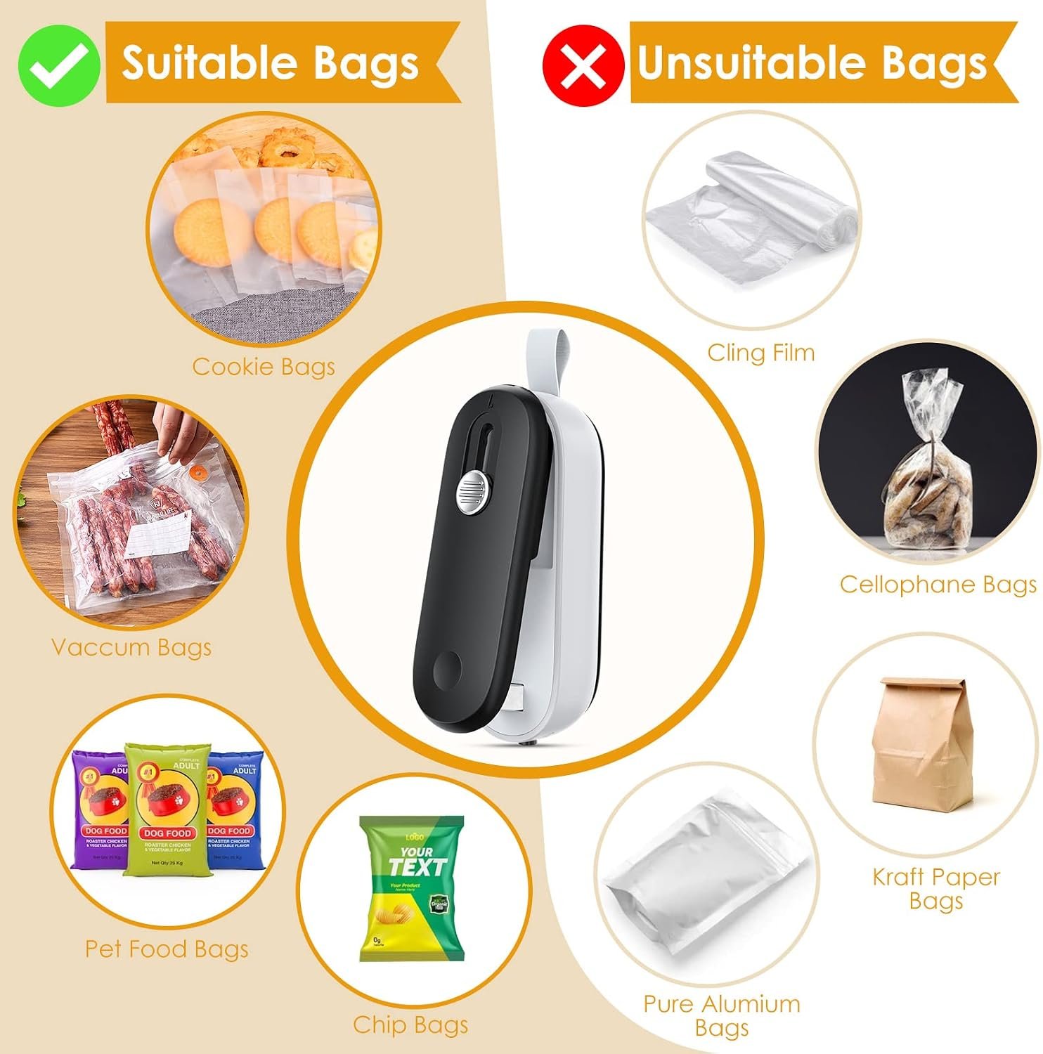FEPPO Mini Bag Sealer, 2 in 1 Heat Sealer with Cutter, Portable Resealer Machine for Chip, Plastic Bags Food Storage Snacks (Batteries Included) - Image 6