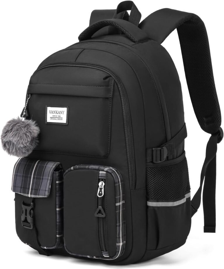 Large School Backpack for Teen Girls, Big Student Laptop Backpack Aesthetic Bookbags for College Women Elementary Middle High School Travel Mochilas Escolares, Black