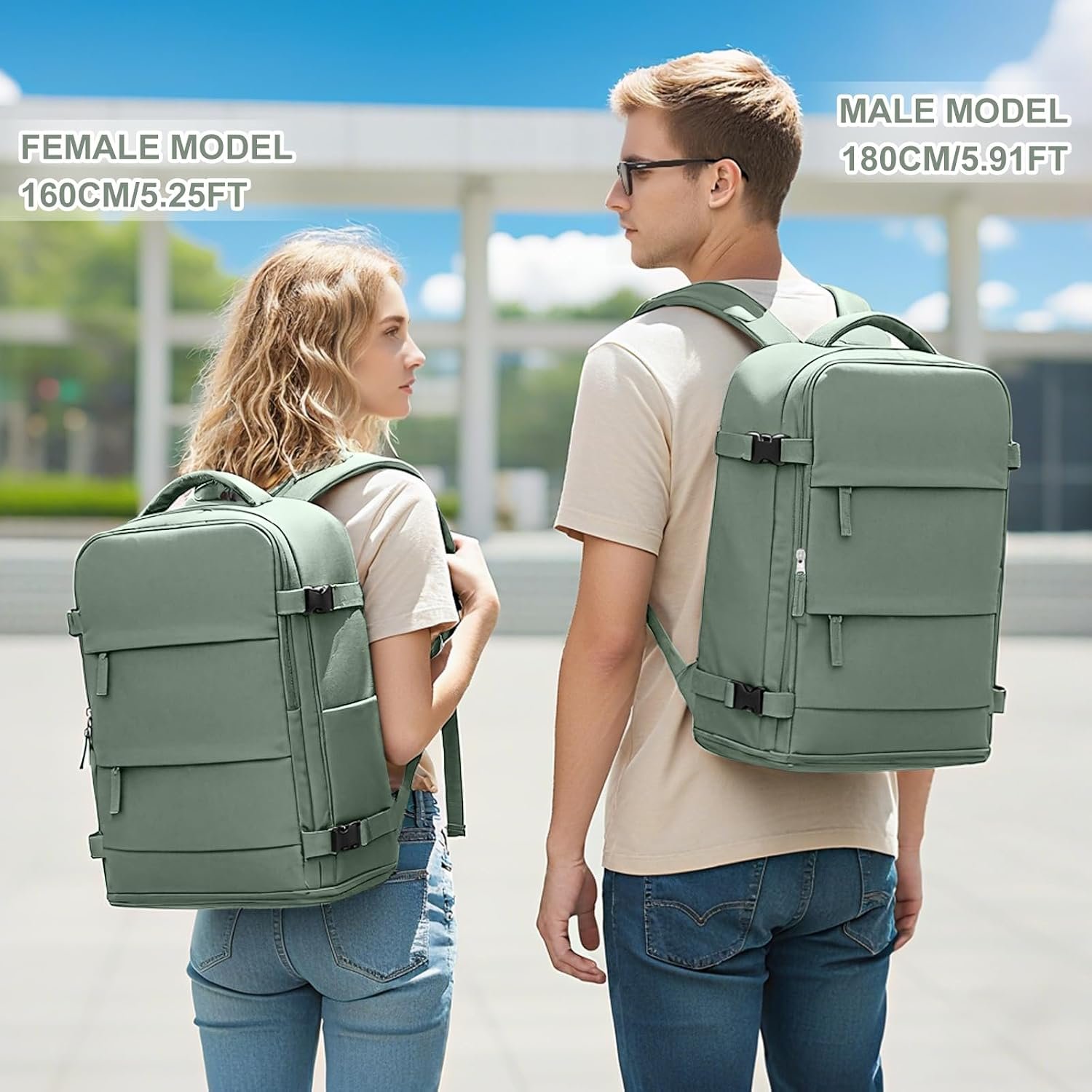 coowoz Travel Backpack For Women Men,Carry On Backpack,Hiking Backpack Waterproof Outdoor Sports Rucksack Casual Daypack Travel Essentials(Olive Green) - Image 3