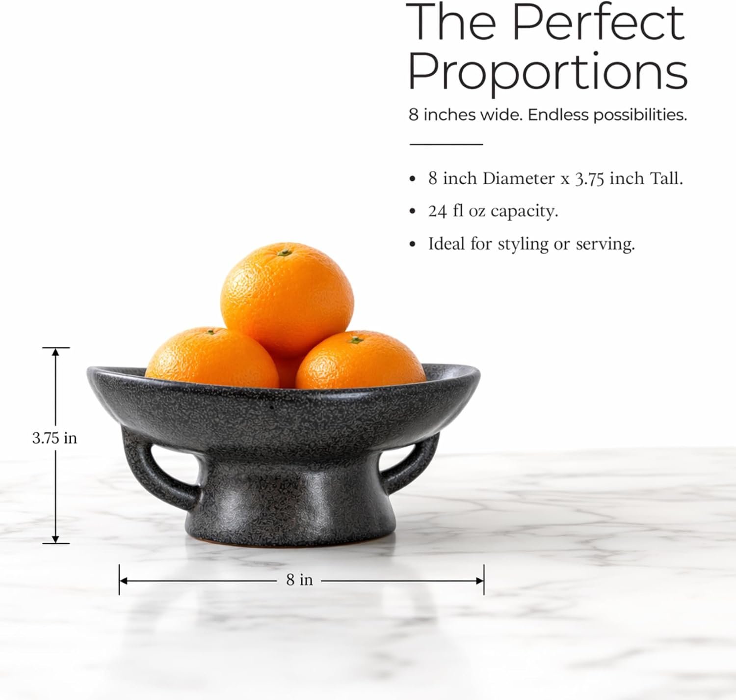 Creative Co-Op Stoneware Bowl with Handle and Base, Black Reactive Glaze - Image 8