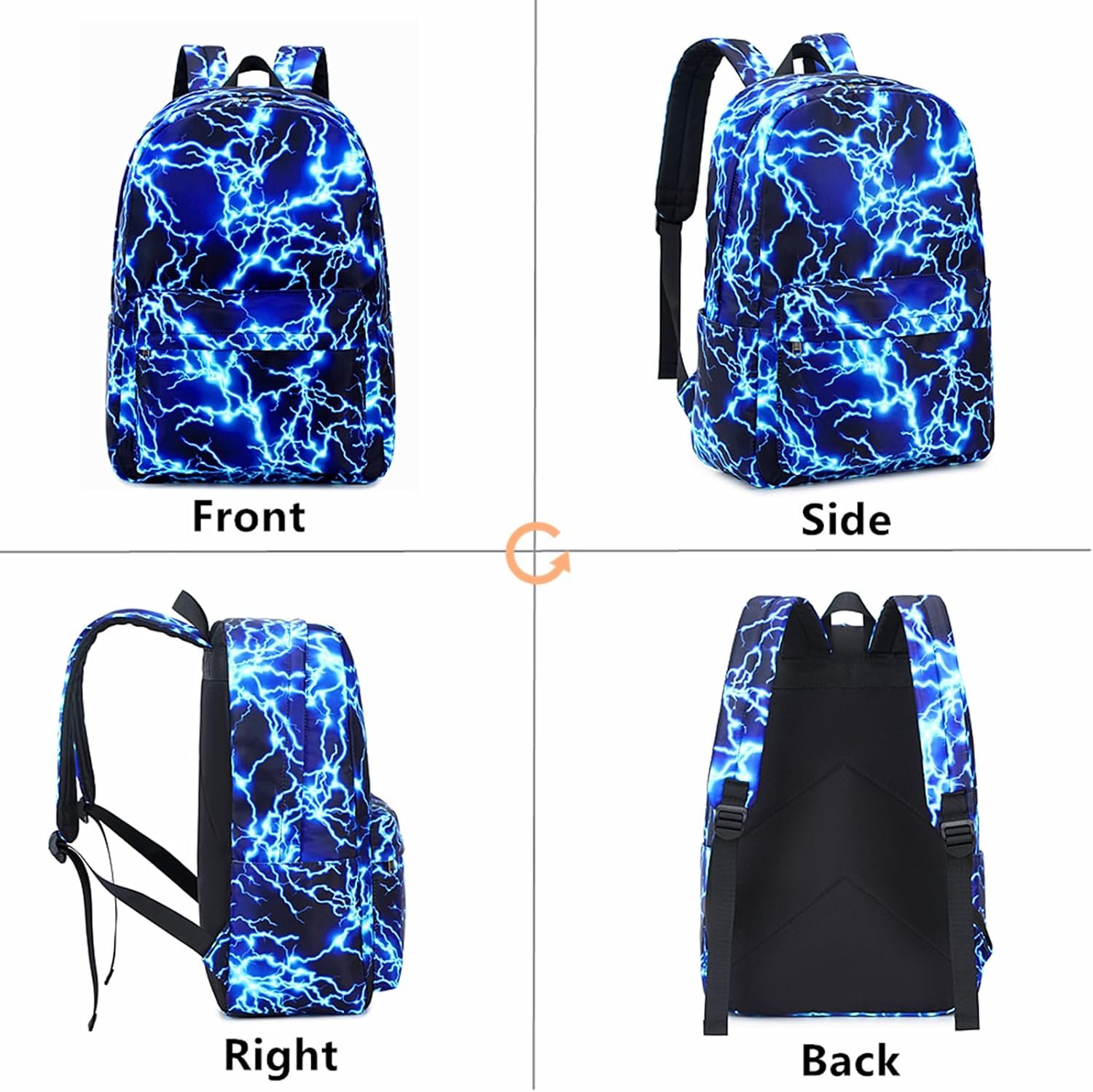mezhsa Boy School Backpack Elementary Middle Lightning Bookbag Laptop Teenager Waterproof Lightweight 17 Inches (1-Blue) - Image 4