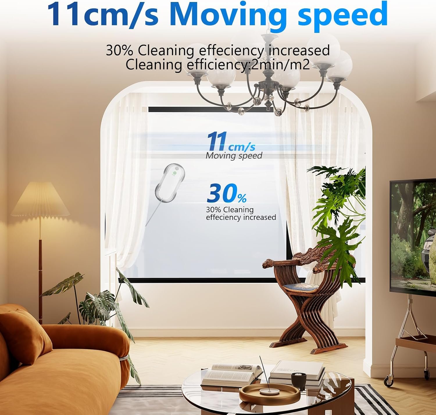 Tosima W5 Window Cleaning Robot, 6400Pa Max Adaptive Suction, Auto-Spray Smart Window Cleaner with Triple Safety System, Intelligent Navigation, Remote Control, for All Smooth Surfaces, White - Image 5